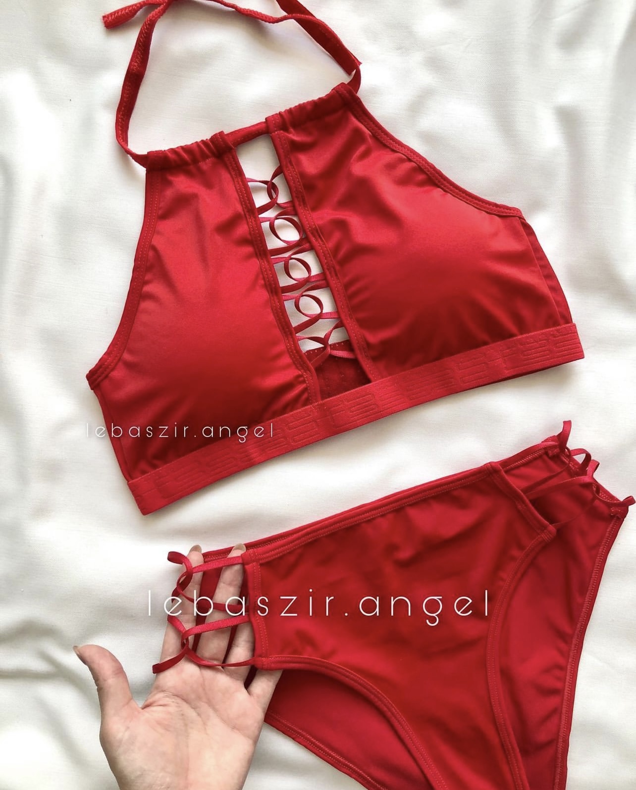 ECD5F21B-9FA1-4B14-8829-4A1159F18B25 ست بیکینی وسط بند قرمز - Image 1