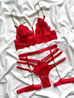 ست فانتزی هارنسی ۳تیکه زنجیری قرمز - Image 2