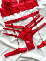 ست فانتزی هارنسی ۳تیکه زنجیری قرمز - Image 5