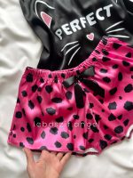 ست تاپ شلوارک ساتن گربه - Image 2