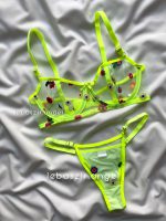 ست تور شیشه ای گل فسفری