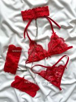 ست فانتزی همراه با گردنی و مچبندها قرمز کد 1012