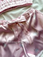 ست نیمتنه و شلوارک ساتن طرح قو کد 8130 - Image 4