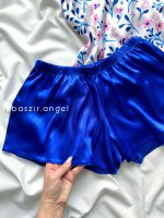 ست تاپ و شلوارک ساتن آبی - Image 2