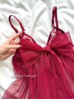 پیراهن خالدار پاپیونی زرشکی کد 2013  😍 - Image 2