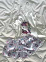 ست تاپ و شلوارک ساتن یونی کورن🦄