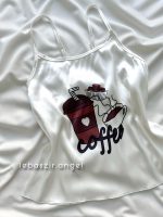 ست تاپ و شلوارک ساتن Coffee - Image 3