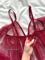 پیراهن خالدار پاپیونی زرشکی کد 2013  😍 - Image 6