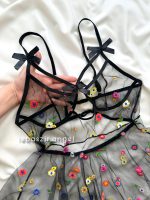 پیراهن تور شیشه ای گلدار مشکی 😍 - Image 2