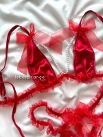 ست ساتن هارنس مرواریدی قرمز کد 8162 - Image 3
