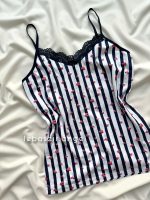 ست تاپ و شلوارک نخی راحتی قلبی زرشکی - Image 4