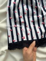 ست تاپ و شلوارک نخی راحتی قلبی زرشکی - Image 6