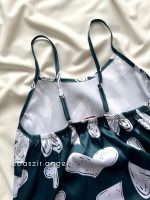 ست تاپ و شلوارک ساتن سبز قلبی - Image 4