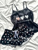 ست تاپ و شلوارک ساتن قلبی