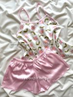 ست تاپ و شلوارک ساتن گل🌸