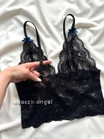 ست نیمتنه گیپور و شلوارک ساتن آبی💙 - Image 4