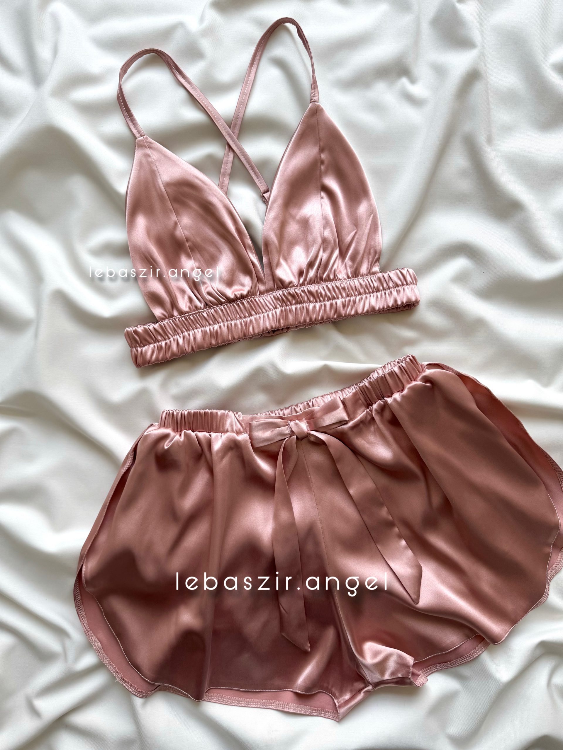 3C6DB5F9-C131-4469-917E-E49BE08D4562 ست نیمتنه و شلوارک ساتن کالباسی😍🤌 - Image 1