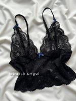 ست نیمتنه گیپور و شلوارک ساتن آبی💙 - Image 3