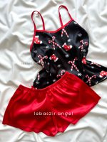 ست تاپ و شلوارک ساتن کریسمسی