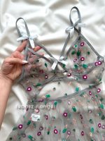 پیراهن تور شیشه ای گلدار طوسی😍 - Image 2