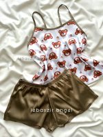 ست تاپ و شلوارک ساتن خرسی2🐻