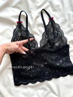 ست نیمتنه گیپور و شلوارک ساتن زرشکی - Image 4
