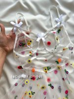 پیراهن تور شیشه ای گلدار سفید - Image 2