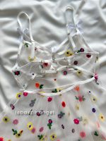 پیراهن تور شیشه ای گلدار سفید - Image 4