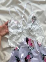 پیراهن فانتزی سفید گل صورتی - Image 3