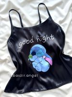 ست تاپ و شلوارک ساتن استیچ مشکی 😍 - Image 3