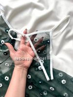 پیراهن تور شیشه ای گلدار سبز - Image 4