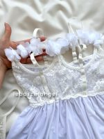 لباس خواب فانتزی فنردار شکوفه ای سفید کد 1226 - Image 2
