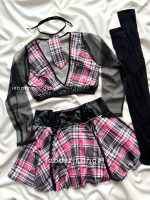 کاستوم فانتزی جورابدار ۴ تیکه صورتی کد 6016