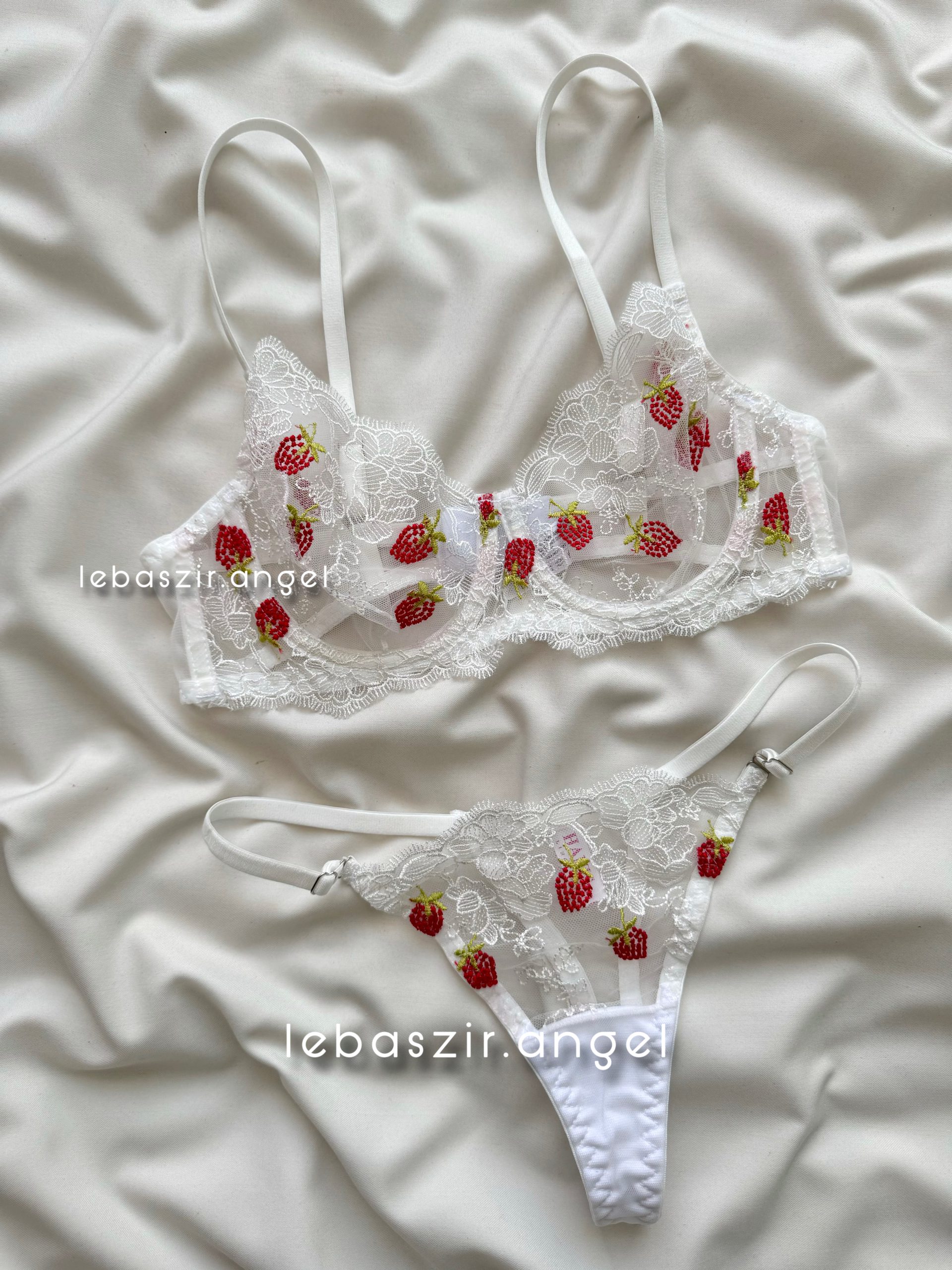 D738C05F-D23B-49B4-A816-DE83FC5780EF ست فانتزی توری توت فرنگی🍓 کد 9654 - Image 1