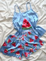 ست تاپ و شلوارک ساتن هندونه ای🍉