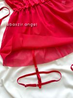 لباس خواب فانتزی فنردار شکوفه ای قرمز کد 1226 - Image 3