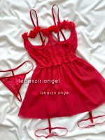 لباس خواب فانتزی فنردار شکوفه ای قرمز کد 1226