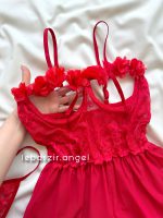 لباس خواب فانتزی فنردار شکوفه ای قرمز کد 1226 - Image 2