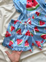 ست تاپ و شلوارک ساتن هندونه ای🍉 - Image 2