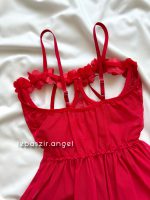 لباس خواب فانتزی فنردار شکوفه ای قرمز کد 1226 - Image 6