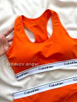 ست نیمتنه و شورت نخی کلوین کلین دو شورته نارنجی - Image 5
