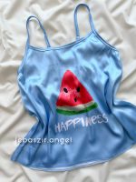 ست تاپ و شلوارک ساتن هندونه ای🍉 - Image 3
