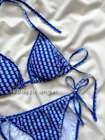 ست بیکینی گره ای آبی طرحدار کد 909 - Image 4