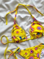 ست بیکینی گره ای زرد طرحدار کد 909 - Image 3