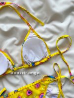 ست بیکینی گره ای زرد طرحدار کد 909 - Image 5