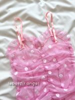 پیراهن مانکنی فنردار طرح گل صورتی - Image 5