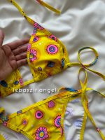 ست بیکینی گره ای زرد طرحدار کد 909 - Image 4