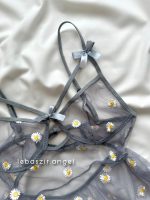 پیراهن تور شیشه ای گلدار طوسی بابونه😍 - Image 5