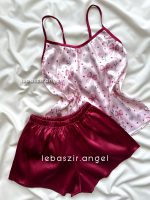 ست تاپ و شلوارک ساتن پاپیونی زرشکی🎀