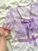 ست نیمتنه و شلوارک توری یاسی کد 7056 - Image 2